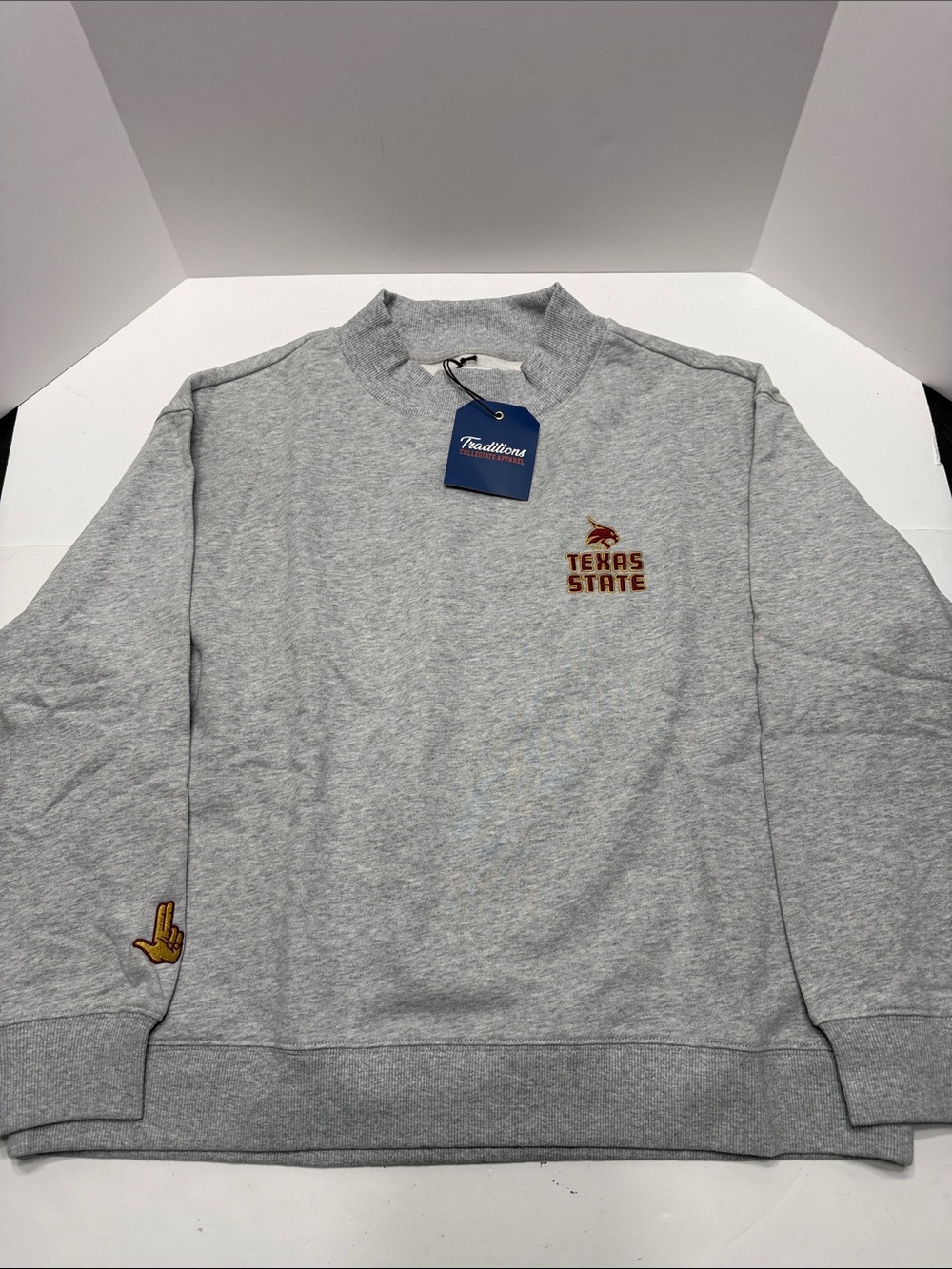 Texas State Embroidered Gray Crewneck Sweater